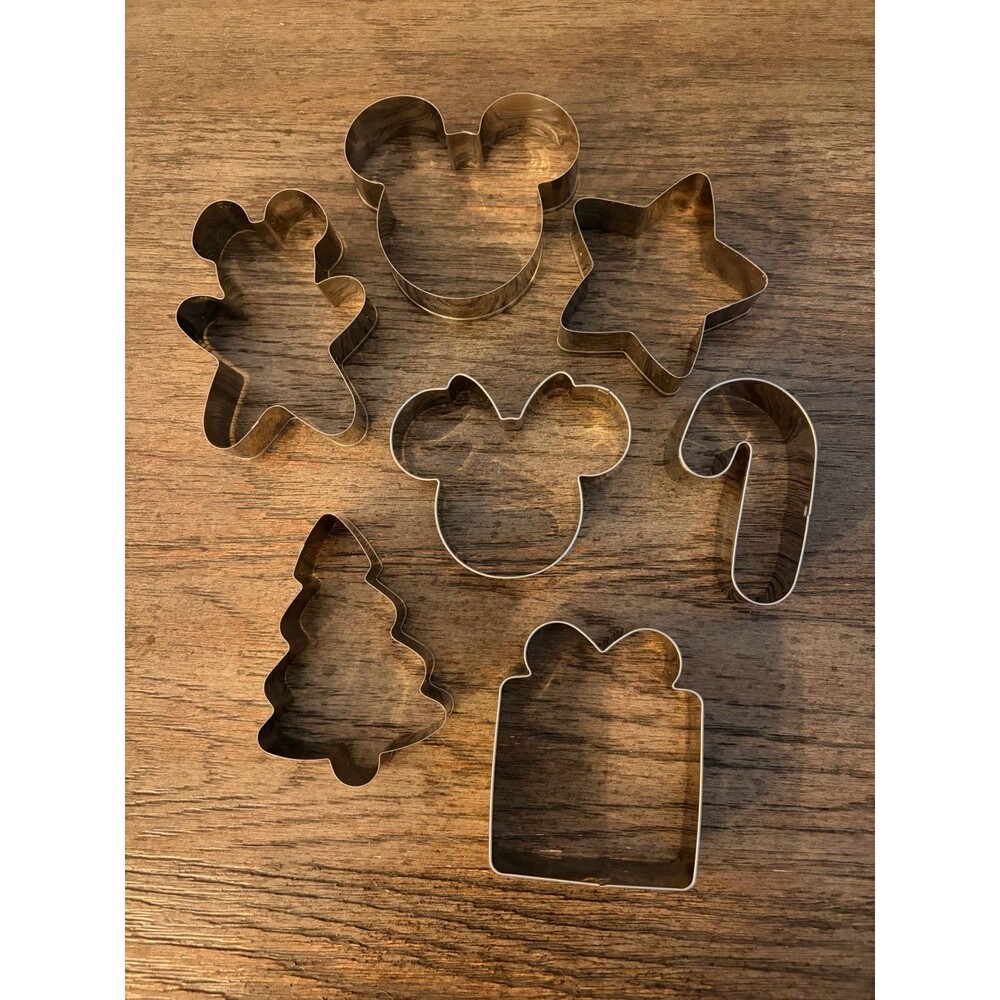 Vintage Disney Christmas Metal Cookie Cutter 7pc Lot Mickey Minnie Tree Star
